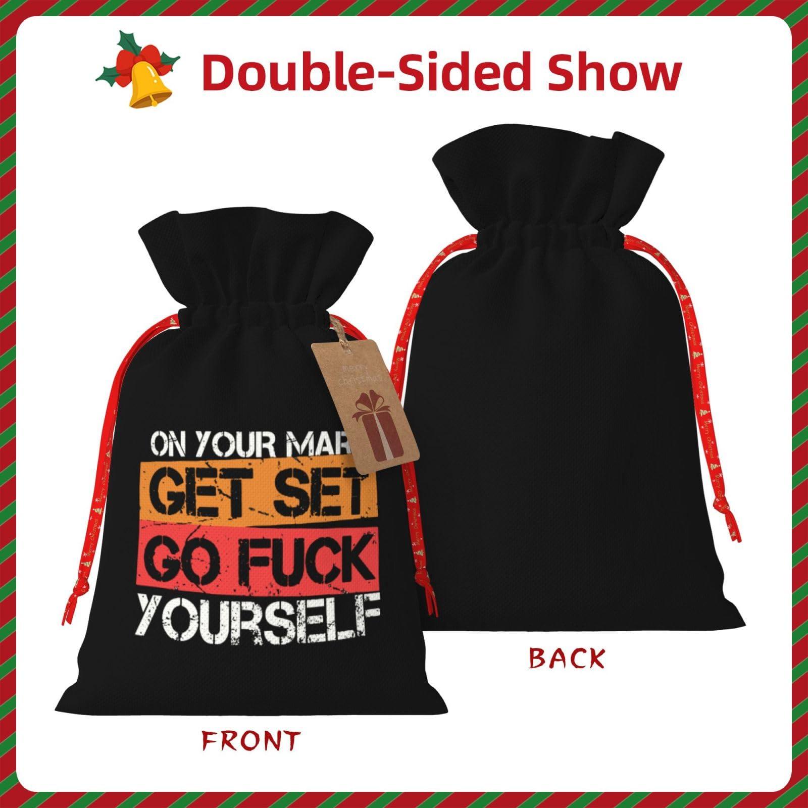 HYYTNHJSD HYYTNHJSD On Your Mark Get Set Go Fuck Yourself Drawstring Burlap Gift Bags Multi-Size Festive Gift Bag