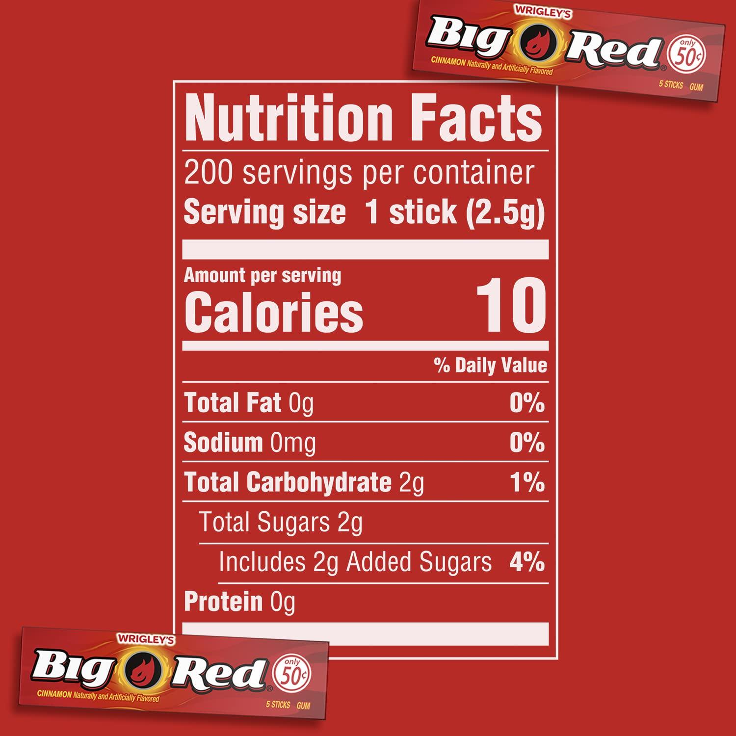 BIG RED WRIGLEY'S BIG RED Chewing Gum Bulk Pack, 5 Sticks Per Pack (40 Total Packs)
