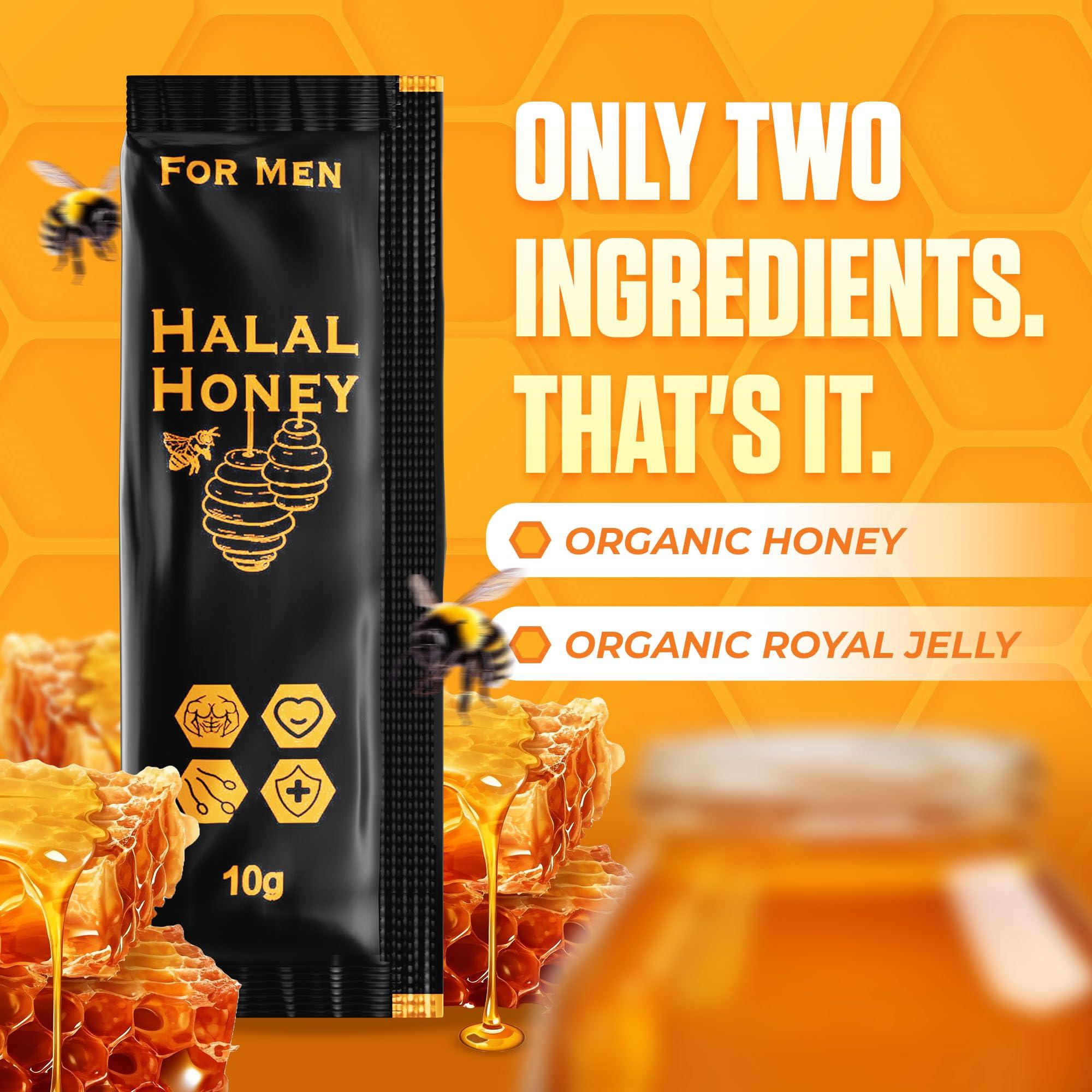 Halal Honey Halal Honey Extra Strength For Men Raw Organic Honey with Premium Natural Royal Jelly Bee Pollen & 100% Pure (Large Pack of 24 Honey Packets)