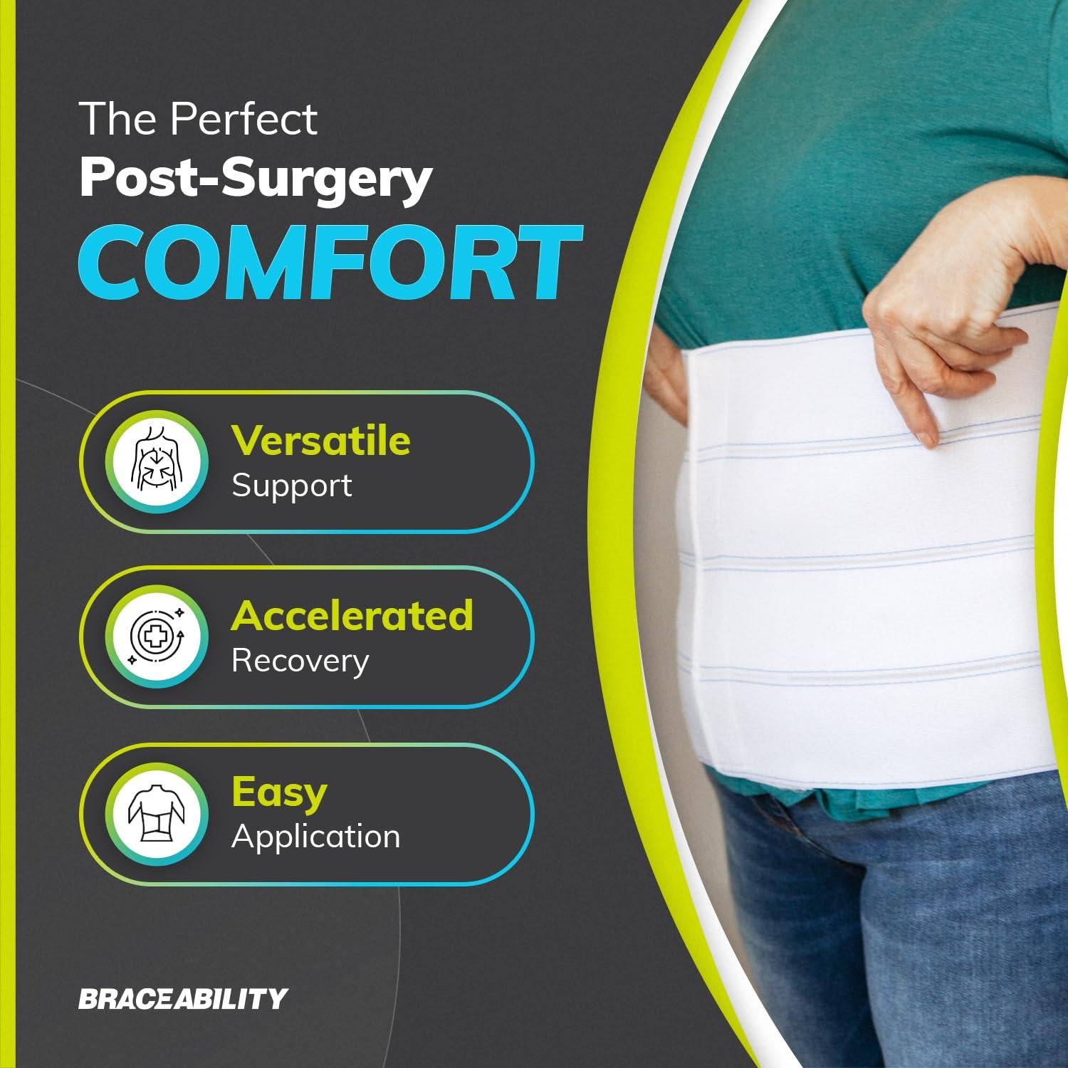BraceAbility BraceAbility Medical Abdominal Stomach Binder - Belly Band Compression for Diastasis Recti, Postpartum, Post-Surgical Wrap for Tummy Tuck Recovery, Post op Abdominal Binder for Women and Men (XL 9\")