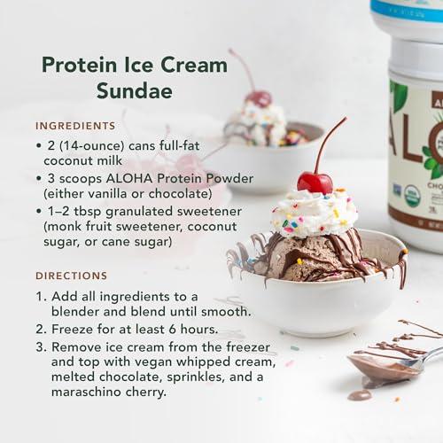 ALOHA ALOHA Organic Plant Based Protein Powder, Stevia Free, Chocolate, 19.6 oz, 15 Servings