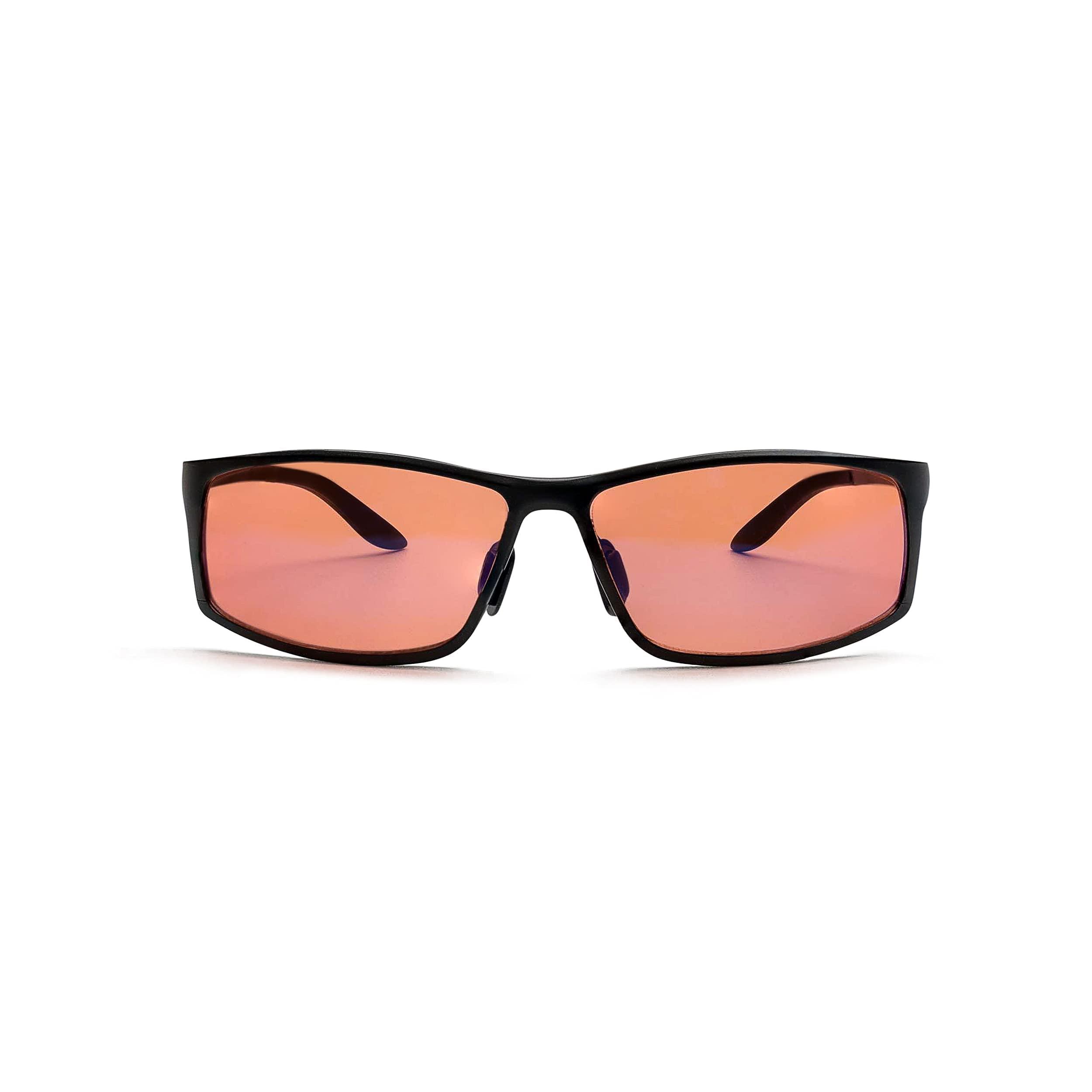 BRADDELL OPTICS BRADDELL OPTICS FL-41 Rose Tinted Blue Light Glasses for Migraine Light Sensitivity, Eyestrain and Fluorescent LED Glare (Aluminum Metal)