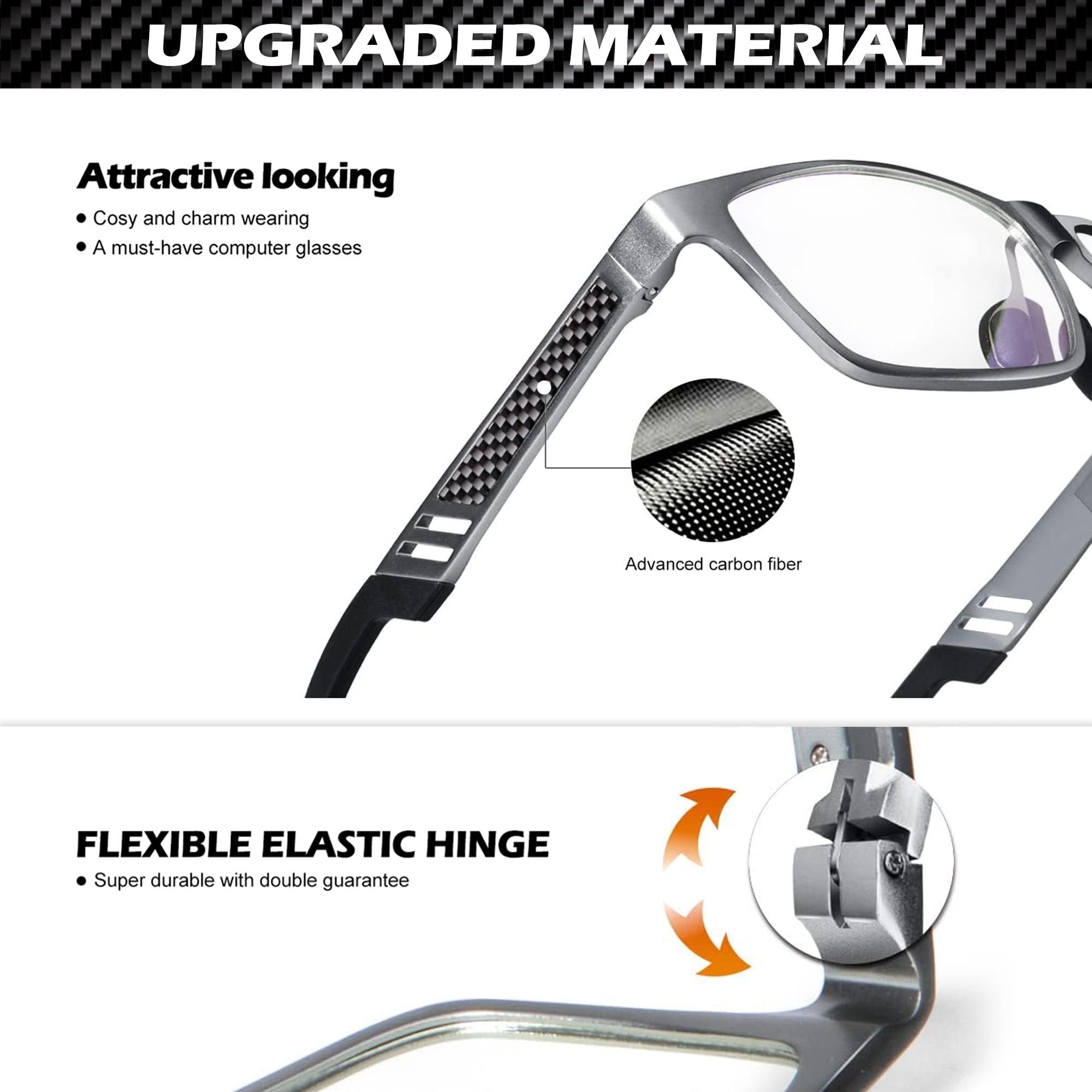 ANYLUV ANYLUV Blue Light Blocking Glasses Men Computer Gaming Glasses Lightweight Al-Mg Metal Anti Eyestrain UV400 Clear Lens Eye Protection