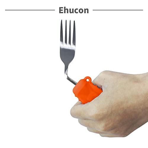 Ehucon Ehucon Adaptive Weighted Silverware Utensils Angled Fork for Hand Tremors Parkinsons,Weighted Utensils with Non-Slip Easy Grip Handles for Independent Eating(Left Hand,Orange,Pack of 1)
