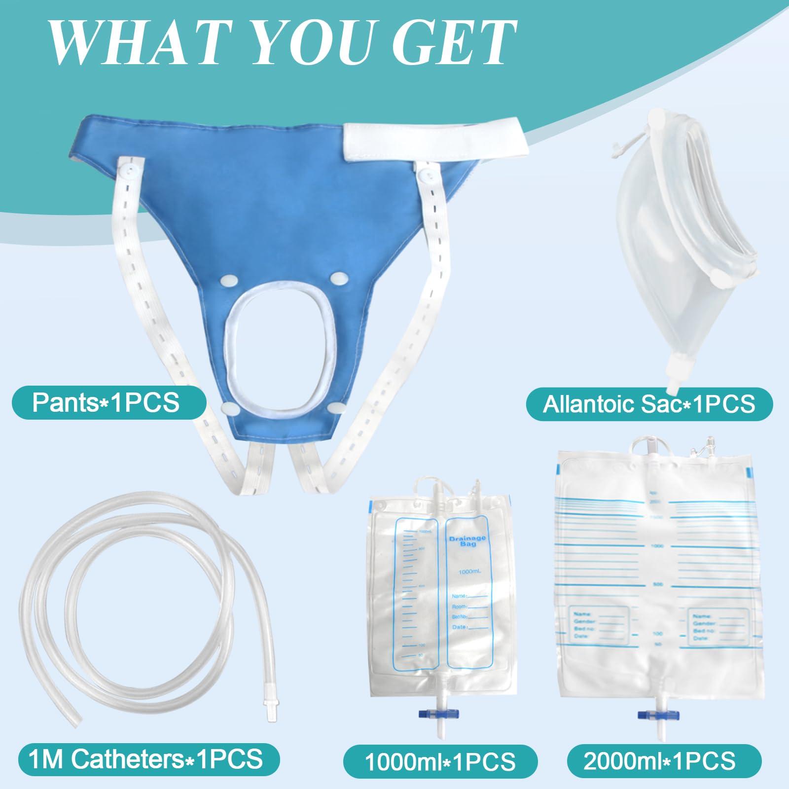 Col-Pary Urine Collection Bag Condom Catheters for Men Reusable Portable Wearable Urinary Drainage with 2 Urine Catheter Bag System (Blue-Elderly Men)