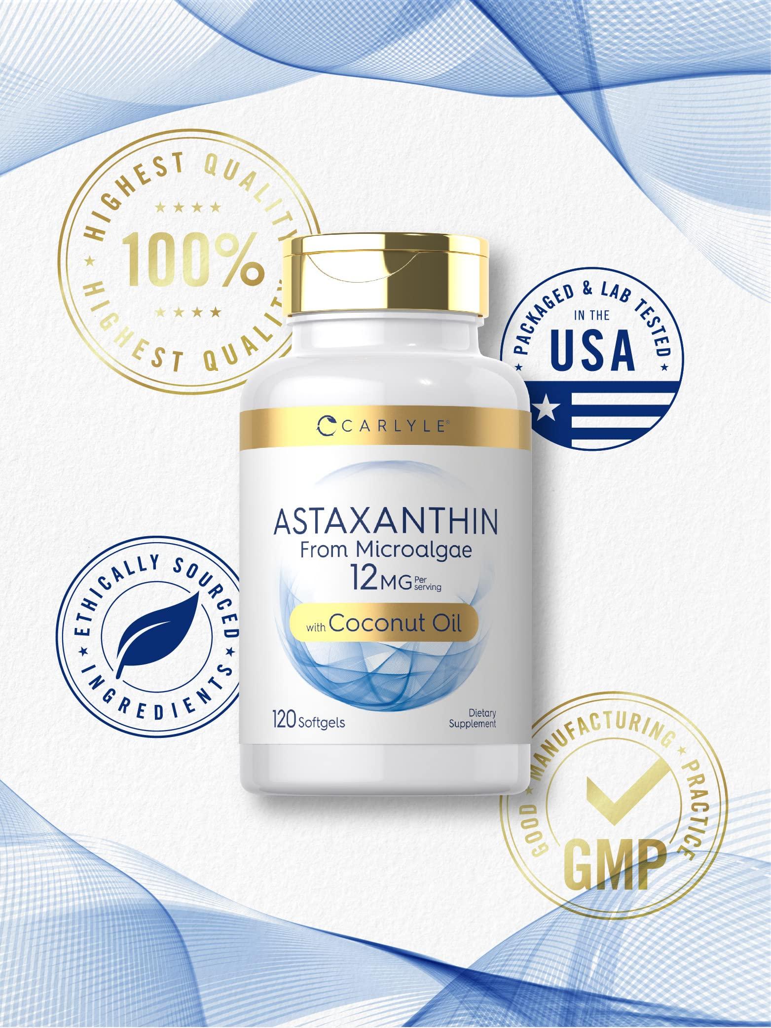 Carlyle Carlyle Astaxanthin 12mg | 120 Softgels | Supplement from Microalgae | with Coconut Oil | Non-GMO & Gluten Free