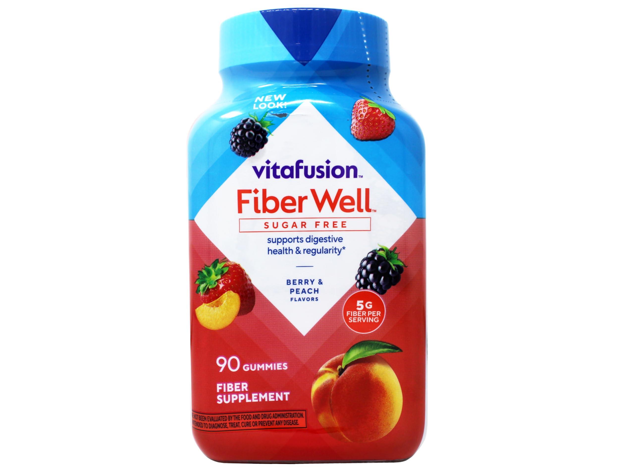 Vitafusion Vitafusion Fiber Well Sugar Free Gummies Dietary Supplement, Peach/Strawberry/Berry, 90 Ct (6 Pack) (Bundle)