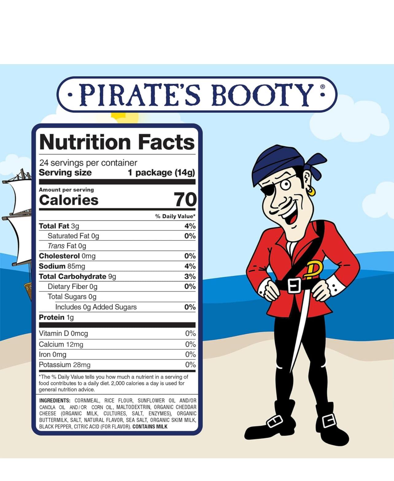 Pirate Brand Pirate Booty, Aged White Cheddar Rice and Corn Puffs, 40 Count
