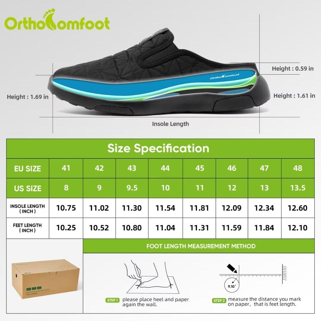 OrthoComfoot Men\'s Orthopedic Slip-On Loafers Walking Shoes with Arch Support: Plantar Fasciitis Suede Loafer Shoes for Achilles Tendonitis, Slip-On Shoes Indoor Outdoor for Fall Black Size 8