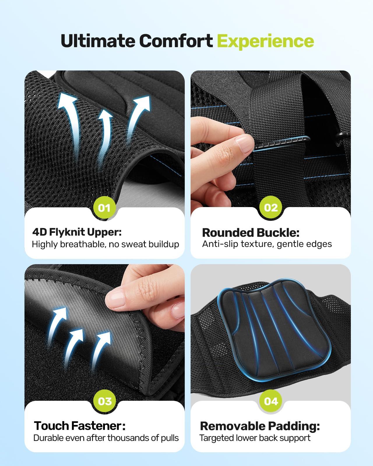 Rakiie Rakiie Back Brace for Lower Back Pain Women Men, Ergonomic Back Support Brace with Lumbar Pad, Adjustable Straps and Soft Breathable Mesh Fabric, Lumbar Back Support Belt Relief from Sciatica, Herniated Disc, Size M (Waist: 33.5\"-39.4\")