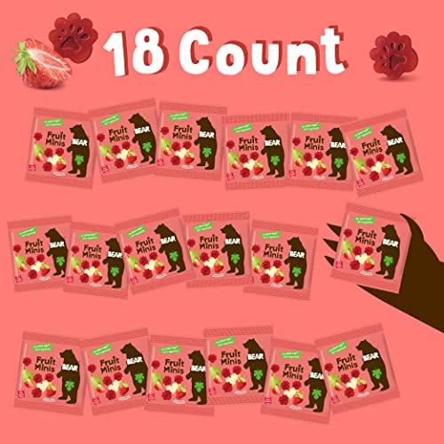 BEAR BEAR Real Fruit Snack Minis, Strawberry – (Pack of 18) – Bite Sized Snacks for Kids, Gluten Free, Vegan, Non GMO, 0.7 Oz