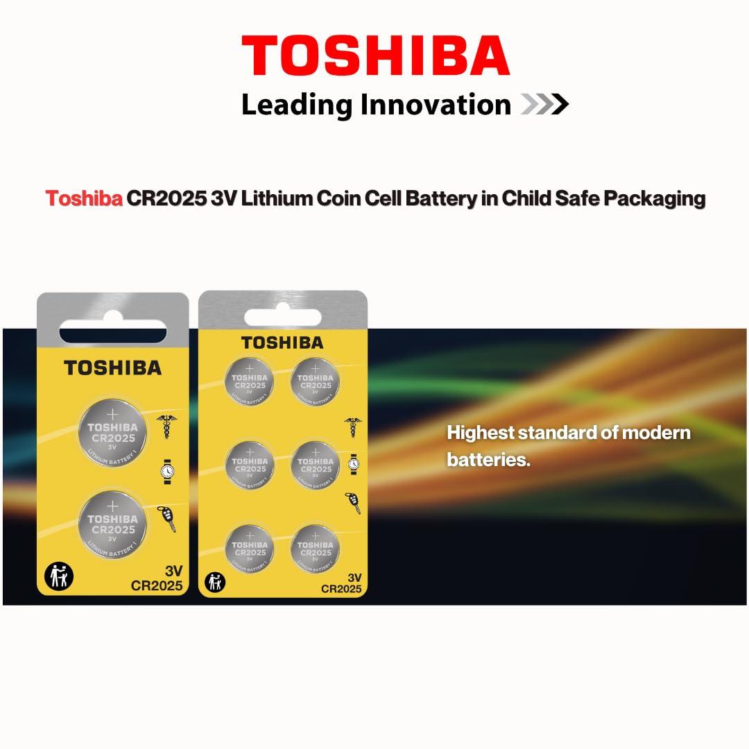 Toshiba Toshiba CR2025 3V Lithium Coin Cell Child Resistant Blister Package (6 Batteries)