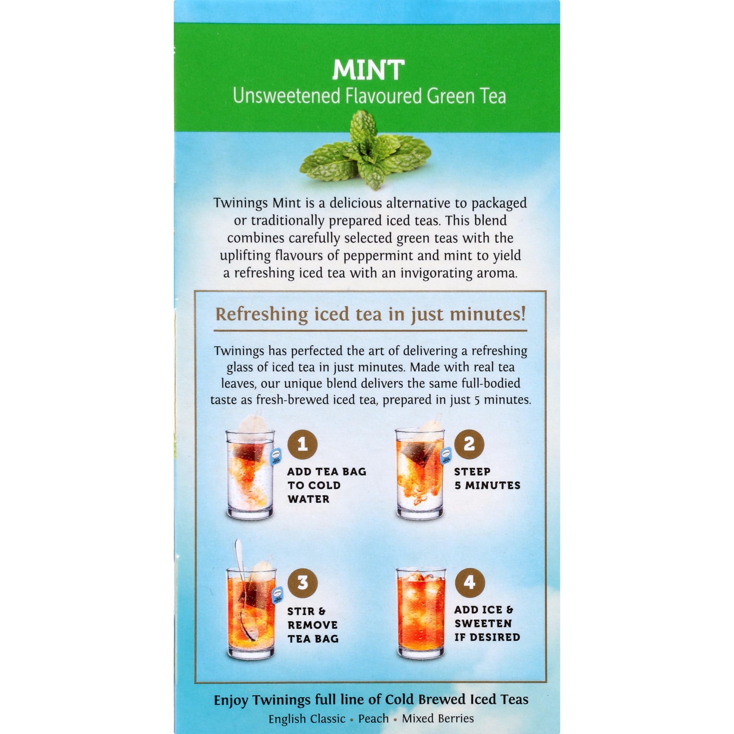 Twinings Twinings Mint Green Cold Brewed Iced Tea Bags, 20 Count (Pack of 6), Unsweetened Flavoured Green Tea, Caffeinated