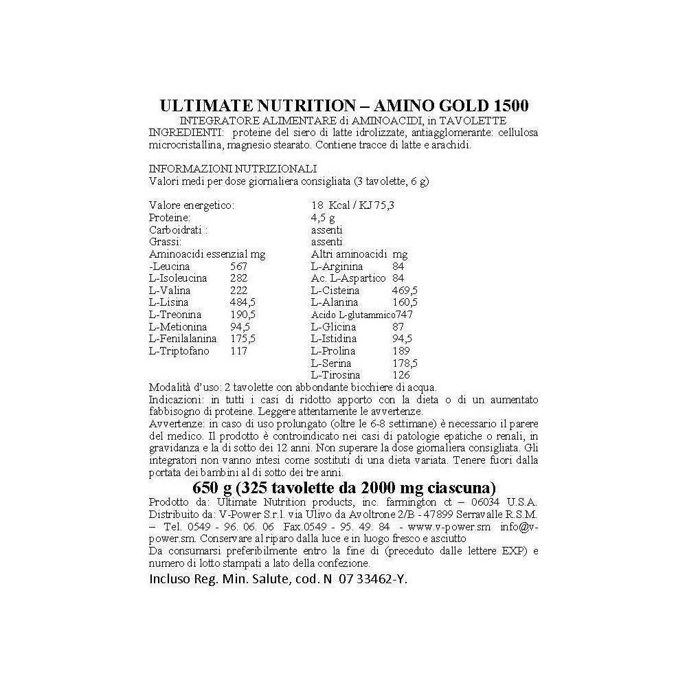 Ultimate Nutrition Ultimate Nutrition Amino Gold - 1500 mg - 325 Tablets