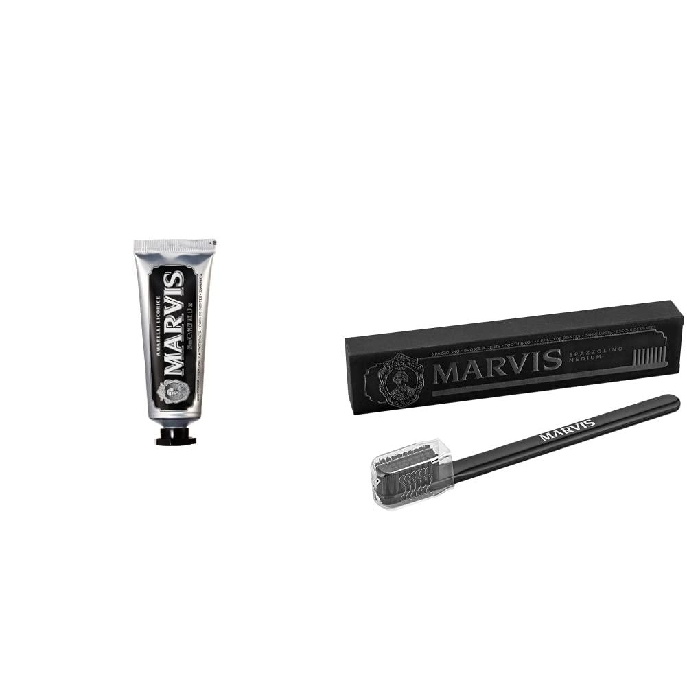 Marvis Marvis TSA Approved Amarelli Licorice Toothpaste, 1.3 oz & Medium Toothbrush