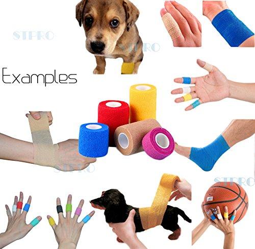 STpro Vet Wrap Medical Tape for Skin Bandage Tape Vet Tape 1 inch x 48 Pack Skin Cohesive Bandage Fabric Self Sticking Bandage Wrap Self Adhering Bandage Waterproof Wrap Bandage Self Adhesive Tape