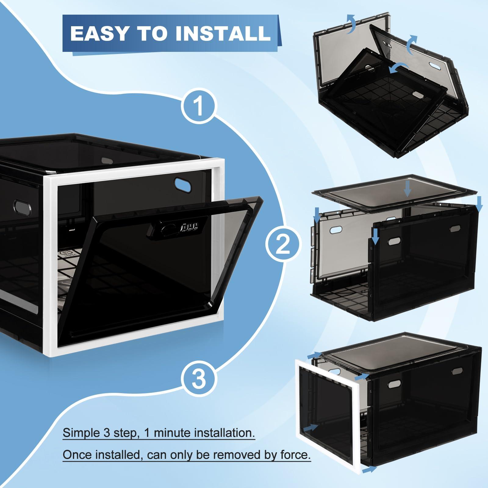 Gemaxvoled Gemaxvoled 2 Pack Medicine Lock Box, Large Capacity Premium Material Lockable Storage Bin Organizer Box with Combination Code for Safe Medication/Fridge Food/Snacks/Phone/Tablet Jail(Black)