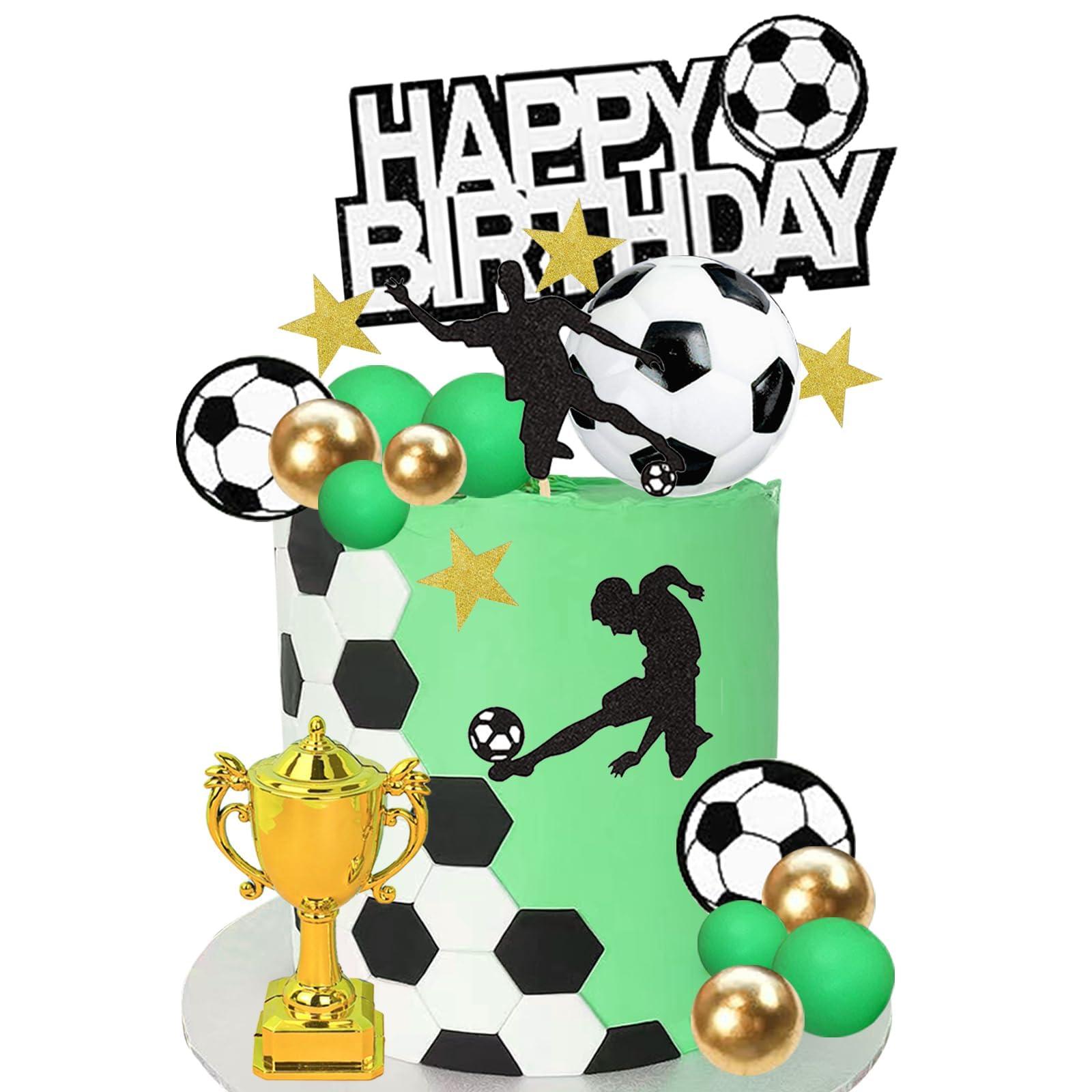 RASSLISA 36 PCS Soccer Cake Toppers Football Cake Decorations for Soccer Theme Party Football Theme Party Sport Party Supplies