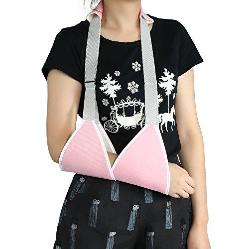 Zerone Adjustable Arm Sling Shoulder Support Sprain Fracture Brace Strap for Children Adult 2 Colors (Pink)