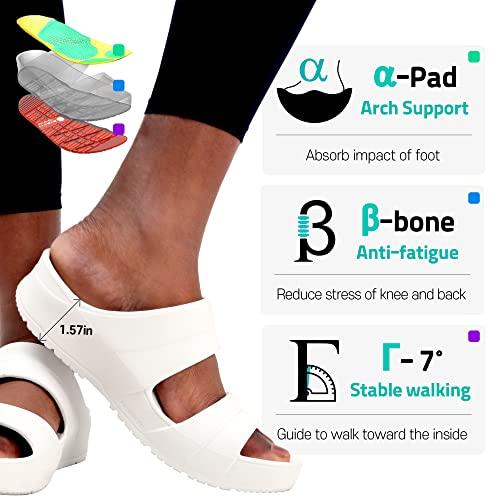 VAROFIT Varofit Arch Support Shoes for Plantar Fasciitis Orthotic Slippers for Flat Feet Women Stress Relief Flip Flops Lightweight Soft Slide Sandals for Men_Whitesoft5