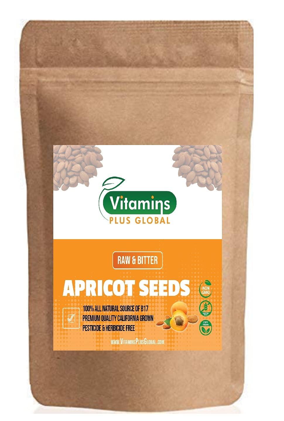 Vitamins Plus Global Apricot Kernels (Seeds) 2lb / 32oz Bag (Resealable) Raw and Bitter
