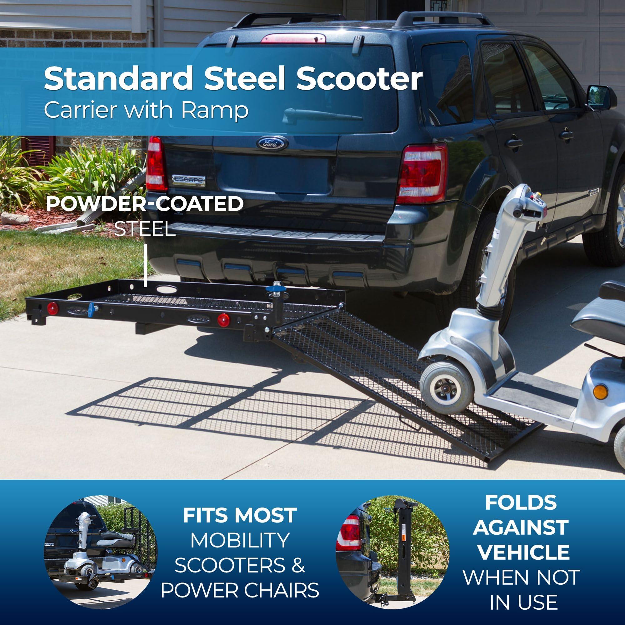 Silver Spring Silver Spring 48" x 27.75" Folding Steel Scooter Wheelchair Carrier w/42" Ramp, 500 lb. Cap, Hitch Mount