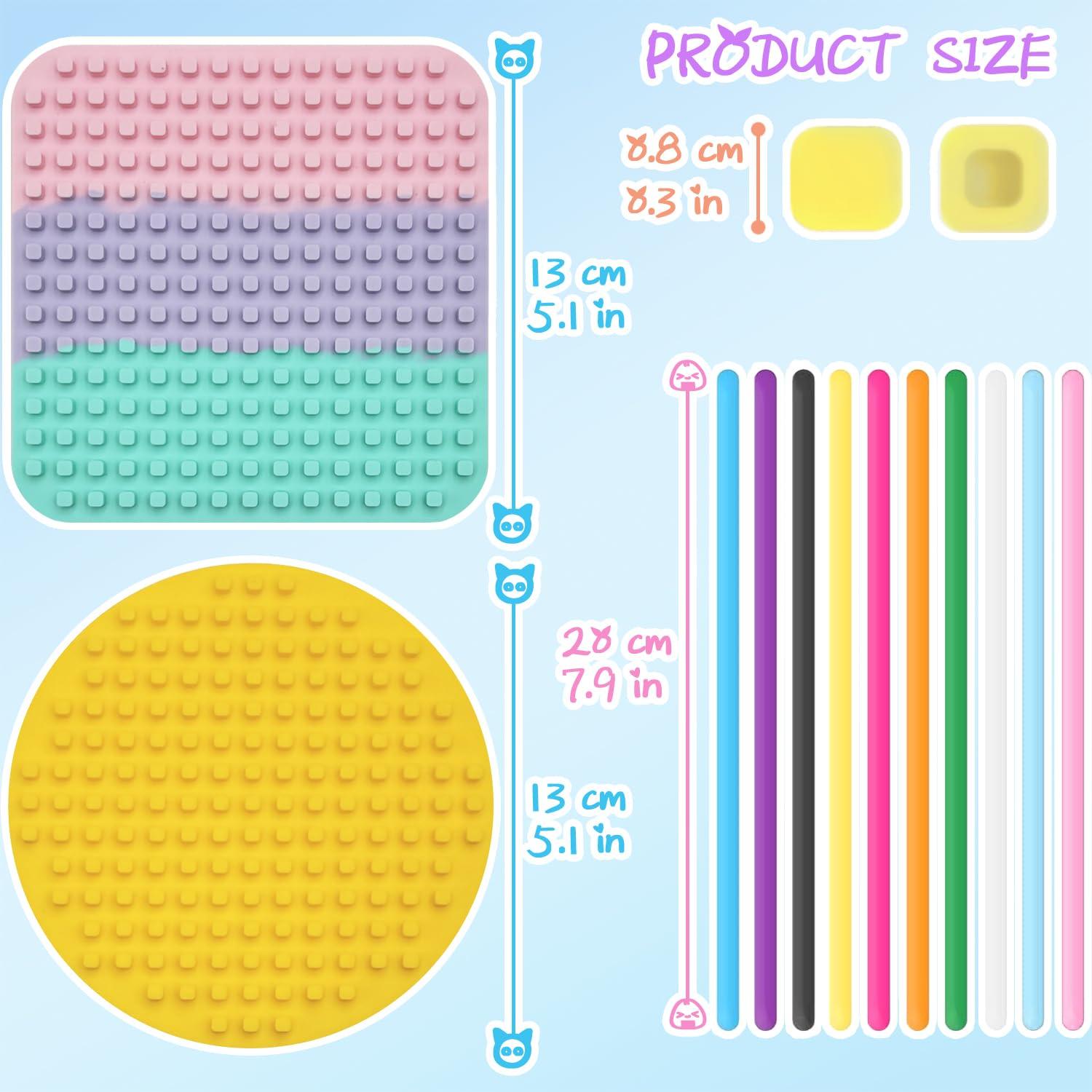 ZSFLZS 2 Pack Sensory Activity Board Silicone,Quiet Fidget Toys Calming Sensory Board,Sensory Toys for Kids with Autism,ADHD,Double-Side Silicone Fidget Toy for Stress Relief (Round Yellow + Square Colorful)