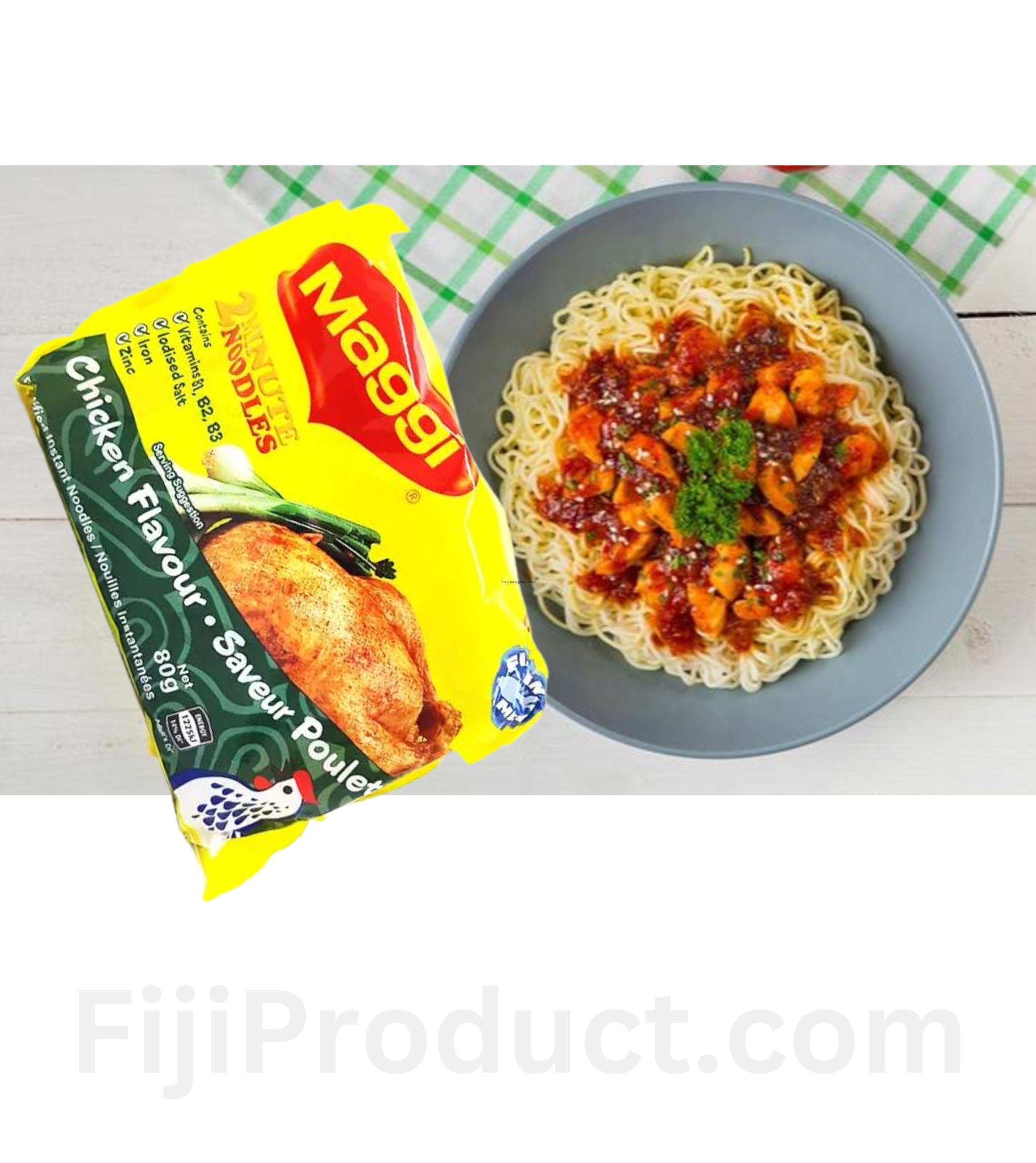 FIJIAN MADE Instant Maggi 2 Minute Noodles - Yummy CHICKEN Flavor Noodles (Pack Of 10 x 80g EA) So Tasty... Imported From FIJI