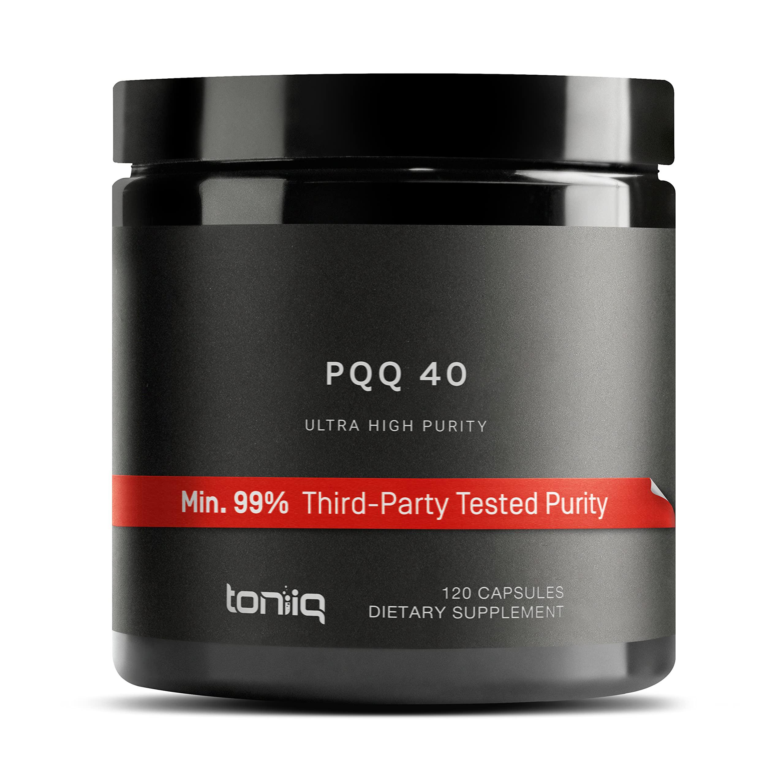 Toniiq Toniiq 99%+ 40mg Supplement - Ultra High Purity PQQ 40mg Concentrated Formula - PQQ 40 mg 120 Capsules - Pyrroloquinoline Quinone Supplement - 1 Capsule Serving - Vegetarian Capsules