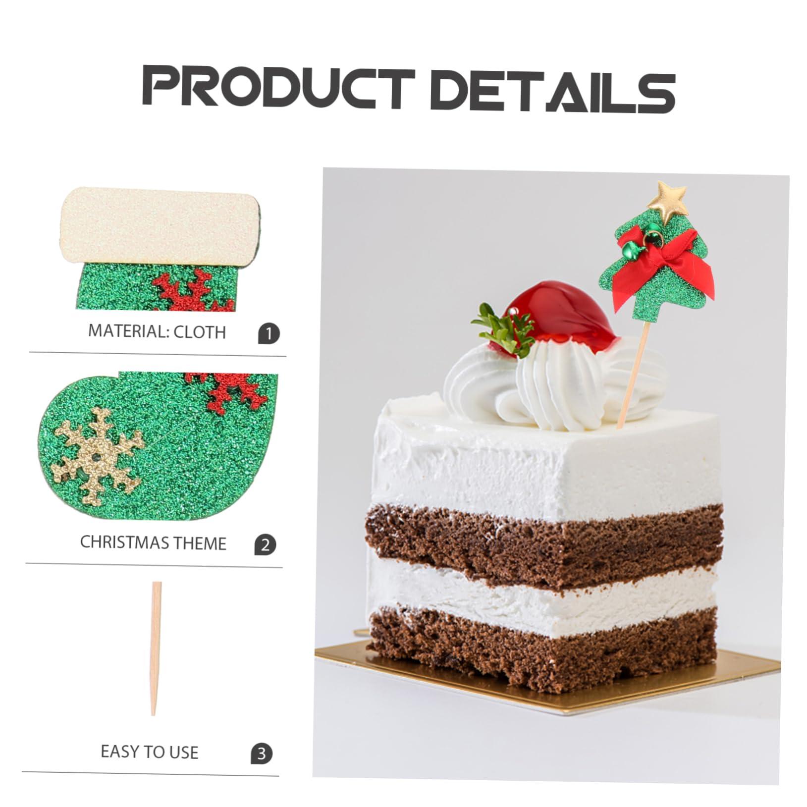 ifundom ifundom 16pcs Christmas Theme Cake Toppers Christmas Tree Topper Star Shaped Fruit Dessert Cake Picks Cheistmas Tree Topper Reindeer Fruit Picks Decor Food Picks Box Props Wooden