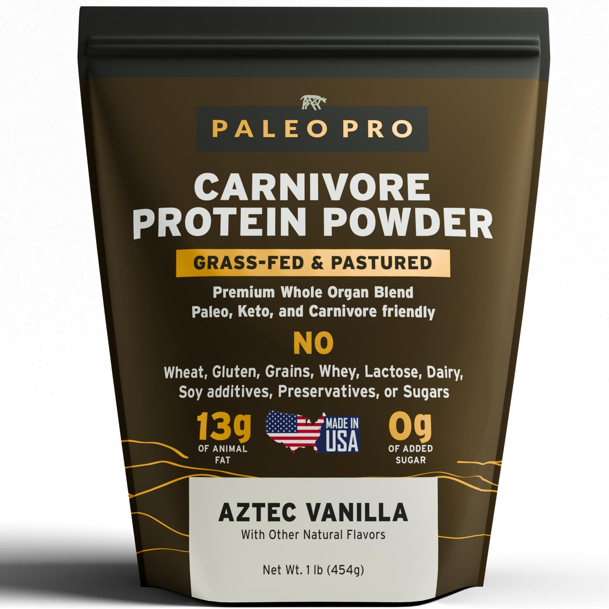 Paleo Pro PaleoPro Carnivore Complete (Aztec Vanilla) Pastured & Cage-Free Protein, Grass-Fed Beef Tallow, Beef Organs | No Sugar, Soy, Grains or Net Carbs | Gluten Free. Paleo & Keto Macros (15 Servings)