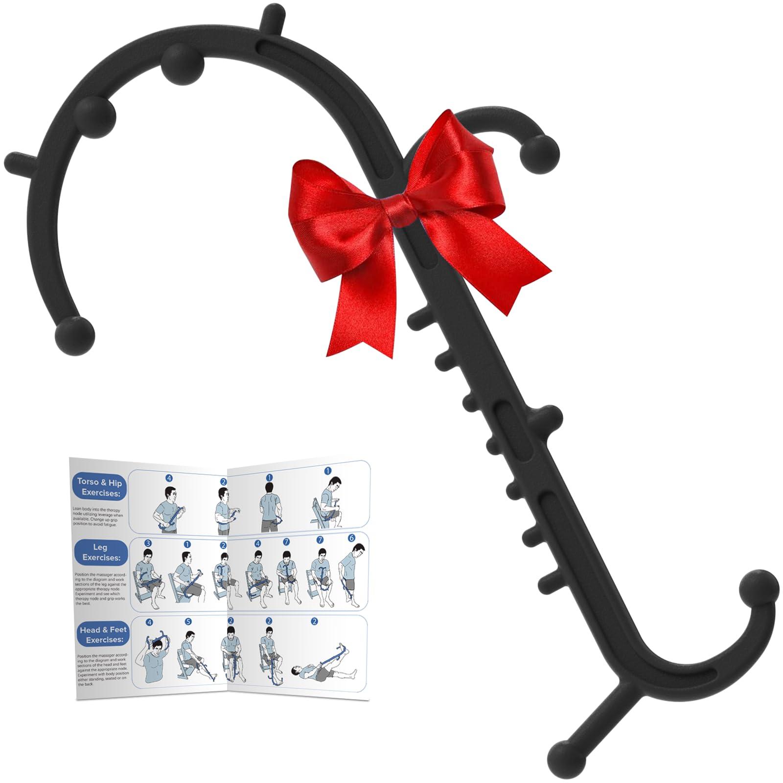 Cubetoou Cubetoou Back and Neck Massager for Pain Relief Deep Tissue, Upgraded Full Body Trigger Point Cane Massage Tools, Massage Stick Pressure Point Hook, Muscle Knot Remover Tool (Black)