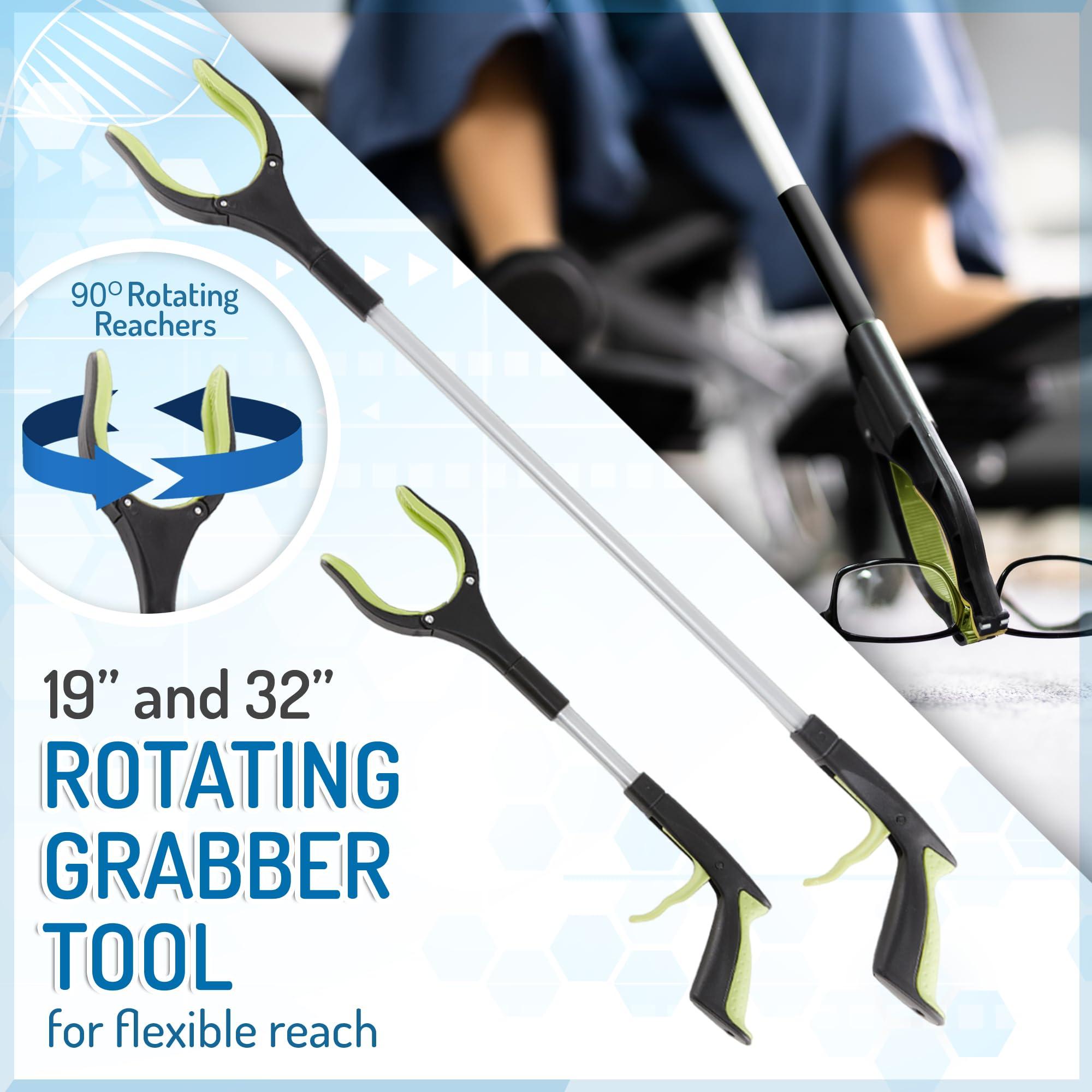 MARS WELLNESS 7 Piece Deluxe Hip Kit - Deluxe Hip/Knee Replacement Kit Tool - Leg Lifter, Sock Iad, 2 Rotating Grabber Reacher, Dressing Stick, Shoe Horn, Bath Sponge - Surgery Recovery Kit