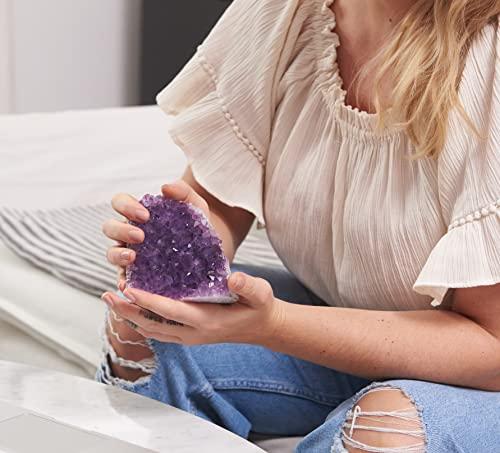 SAMSARI SAMSARI 4 to 5 Lb Amethyst Crystal Geode From Uruguay 4.5\" to 9\" Height, Natural Large Amethyst Cluster Rock Crystals and Healing Stones