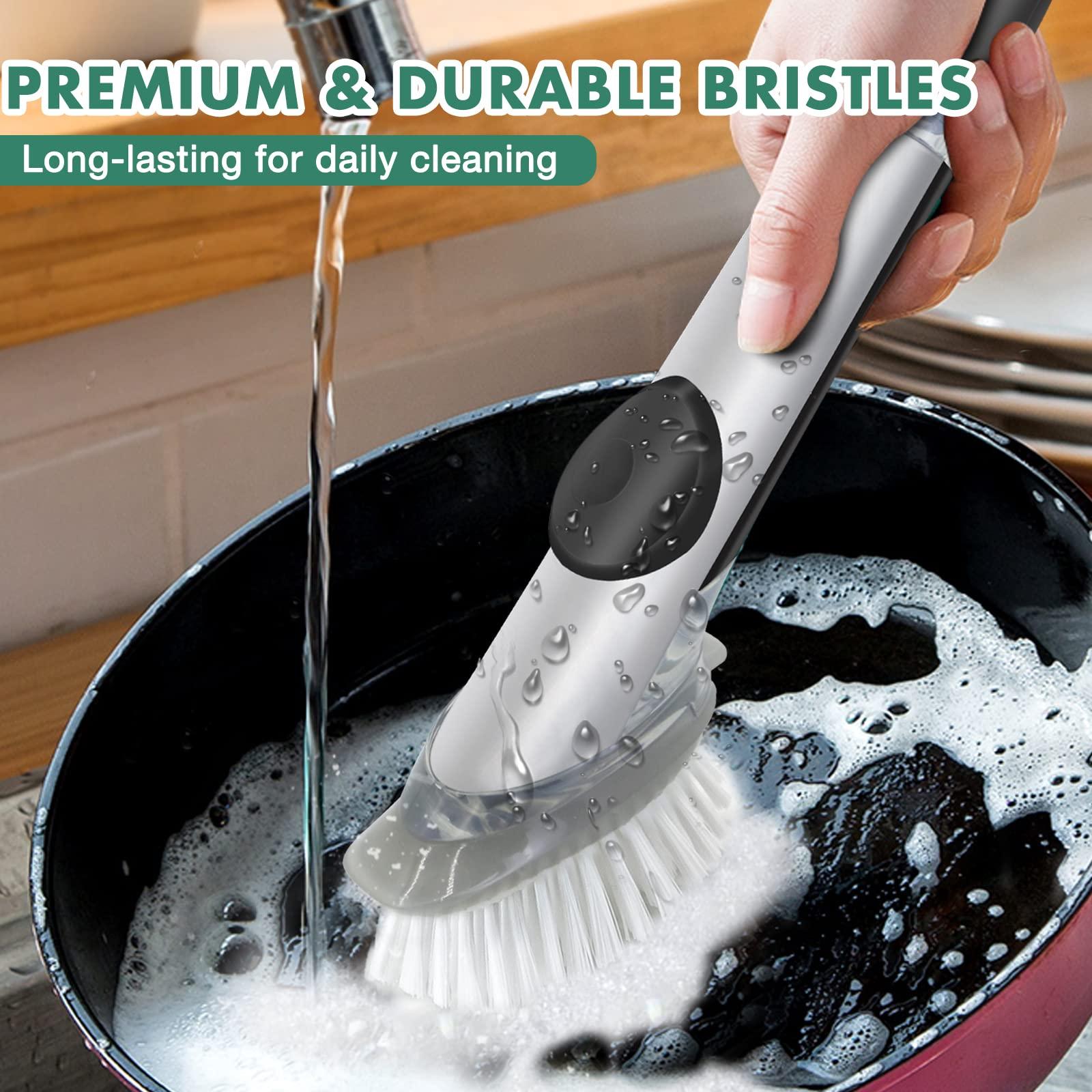 Pamrack Soap Dispensing Dish Brush Refills, 4 Pack Dish Brush Replacement Head for OXO Steel Soap Dispensing Dish Brush