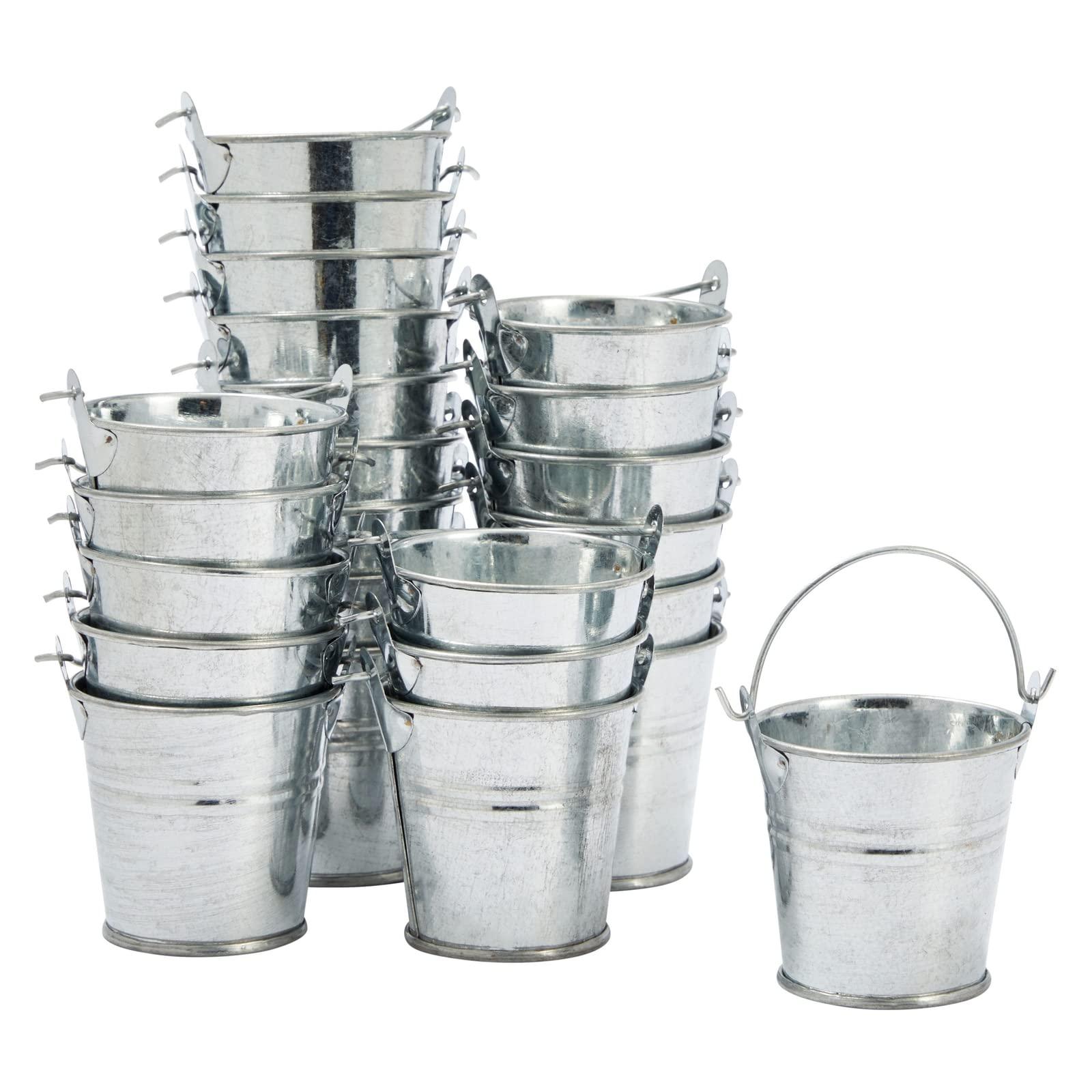 Juvale Juvale 24 Pack Mini Metal Buckets with Handles for Party Favors, Small Galvanized Tin Pails (2 x 2 in)