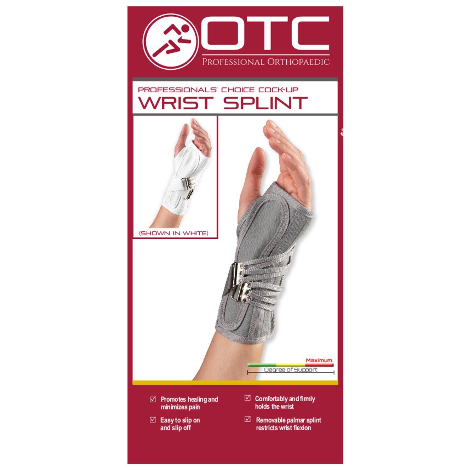 OTC OTC Wrist Splint, Cock-Up Lacing, Canvas, ProChoice, Grey, Large (Right Hand)