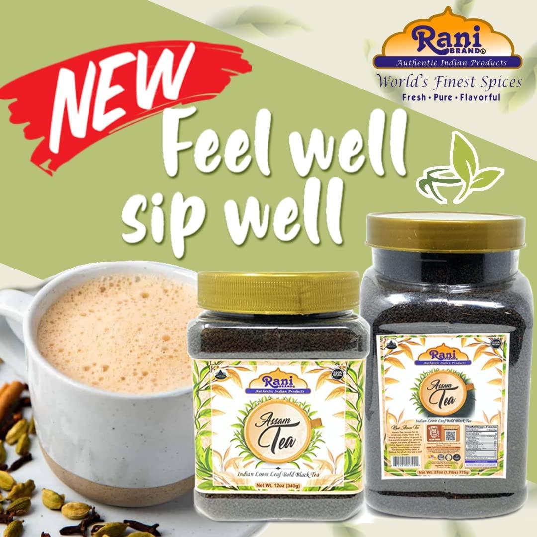 Rani Brand Authentic Indian Products Rani Assam Tea (Indian Loose Leaf Bold Black Tea) 12oz (340g) PET Jar ~ All Natural | Vegan | Gluten Friendly | Salt & Sugar Free | NON-GMO | No Colors | Indian Origin