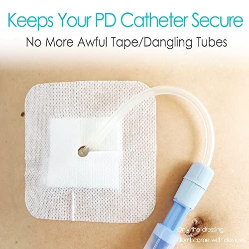 DiaBelt Peritoneal Dialysis PD Catheter Drain Split Bordered Gauze Island Dressing Pad for Stomach Feeding Peg J Tube| Individually Packed| Wound Bandage with Adhesive Border 4\" x 4\" (Pack of 10)