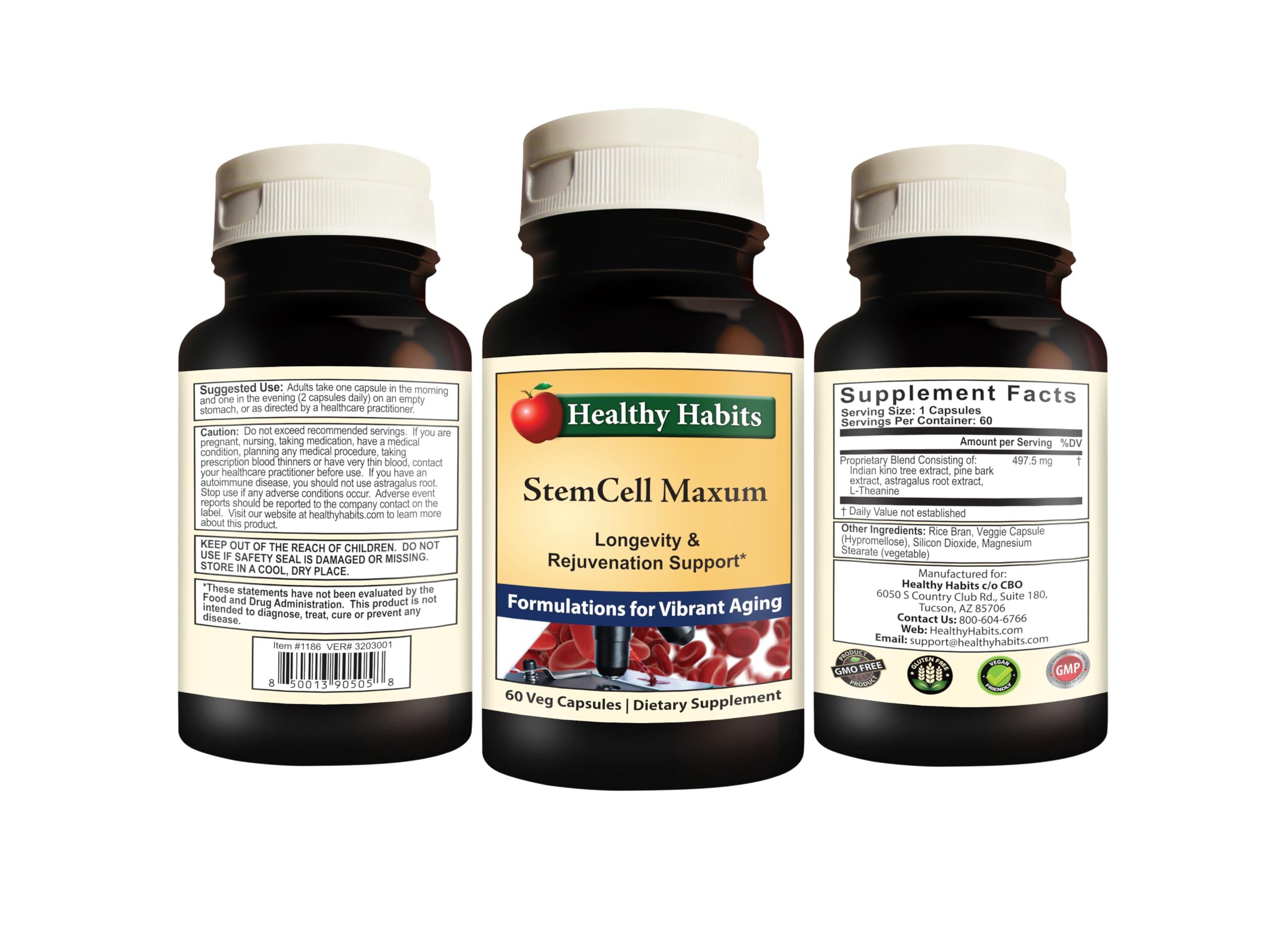 Healthy Habits Healthy Habits StemCell Maxum Plant Based Age Defying Support Supplement for Healthy Stem Cell Regeneration and Replenishment