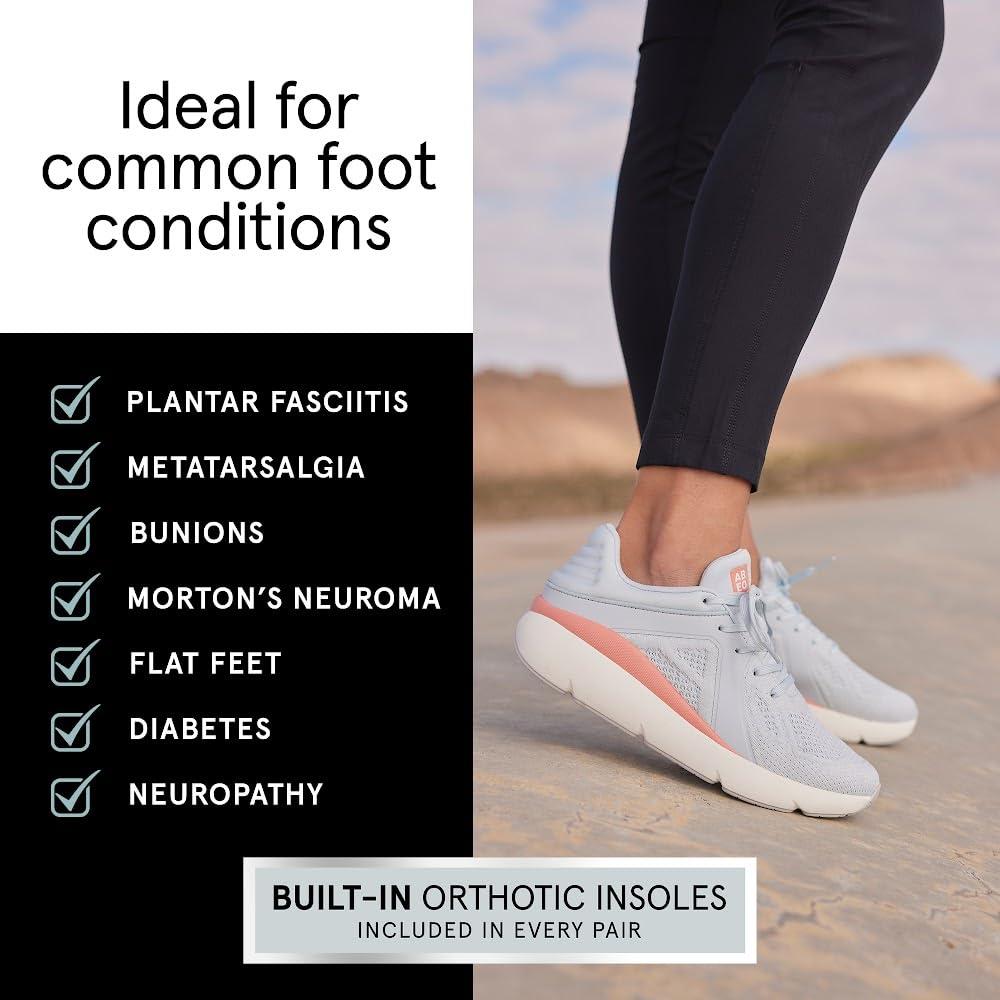ABEO ABEO MXV Shift Womens Metatarsal Footbed Walking Shoes | Orthopedic Shoes for Women | Ball of Foot Pain Relief | Metatarsalgia Shoes Grey Lilac Knit 7 Medium