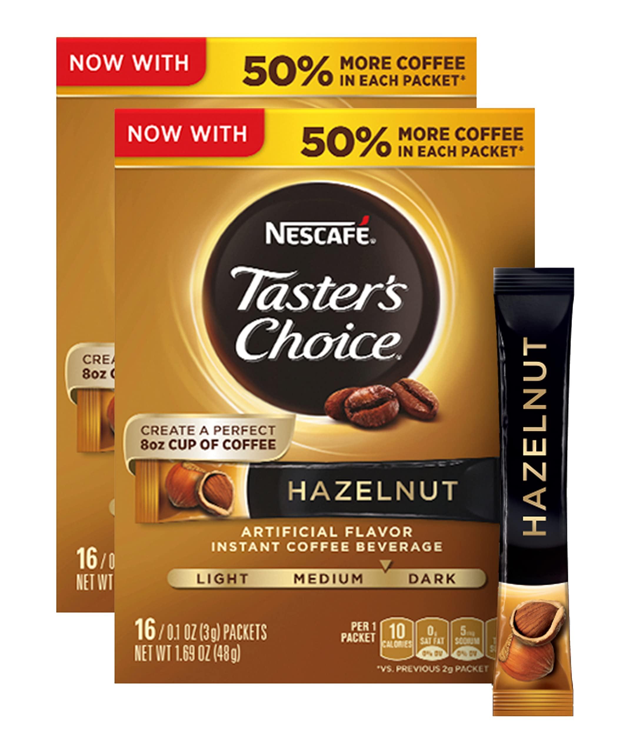 Nescafé Nescafé, Taster's Choice, Instant Coffee Beverage, Hazelnut, 16 Packets, 0.1 oz (3 g) Each - 2pc