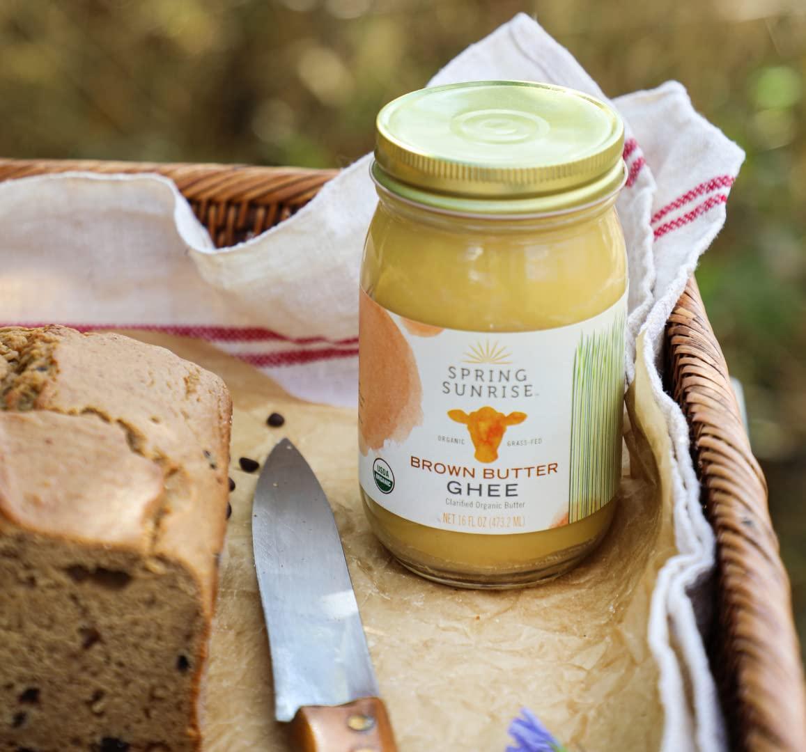 Spring Sunrise Spring Sunrise Brown Butter Ghee - Grass Fed Butter - Ghee Butter Organic Grass Fed - Ghee Clarified Butter - Ghee Butter - Ghee Organic - Grass Fed Ghee - Organic Ghee From Grass-fed Cows