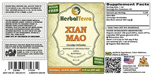 Herbal Terra LLC Herbal Terra LLC Xian Mao, Curculigo (Curculigo Orchioides) Tincture, Organic Dried Root Powder Liquid Extract 2 oz