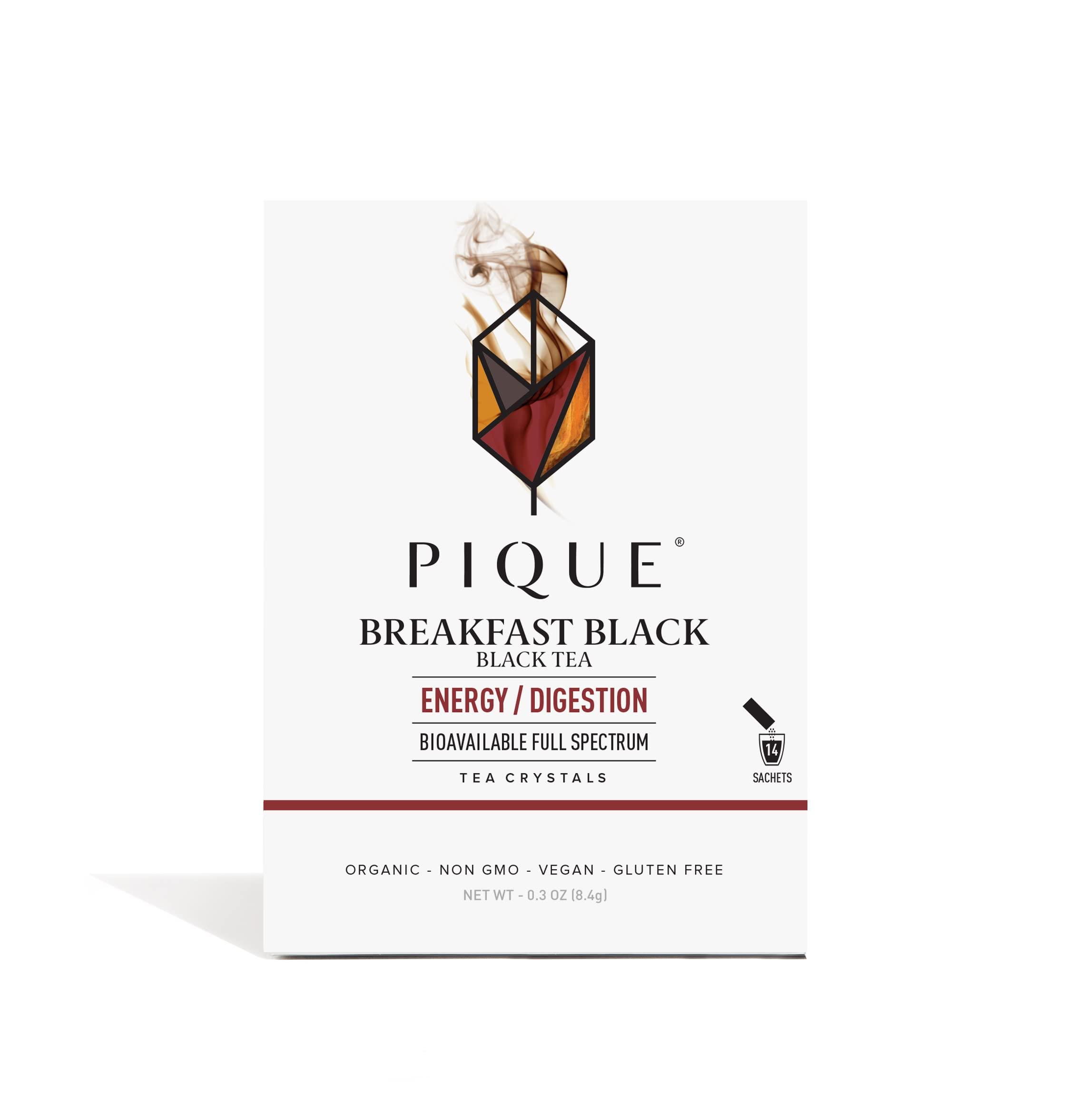PIQUE Pique Organic English Breakfast Tea Crystals - Caffeinated Black Tea for Energy, Prebiotic Polyphenols Support Healthy Digestion, Immunity - 14 Single Serve Sticks (Pack of 1)