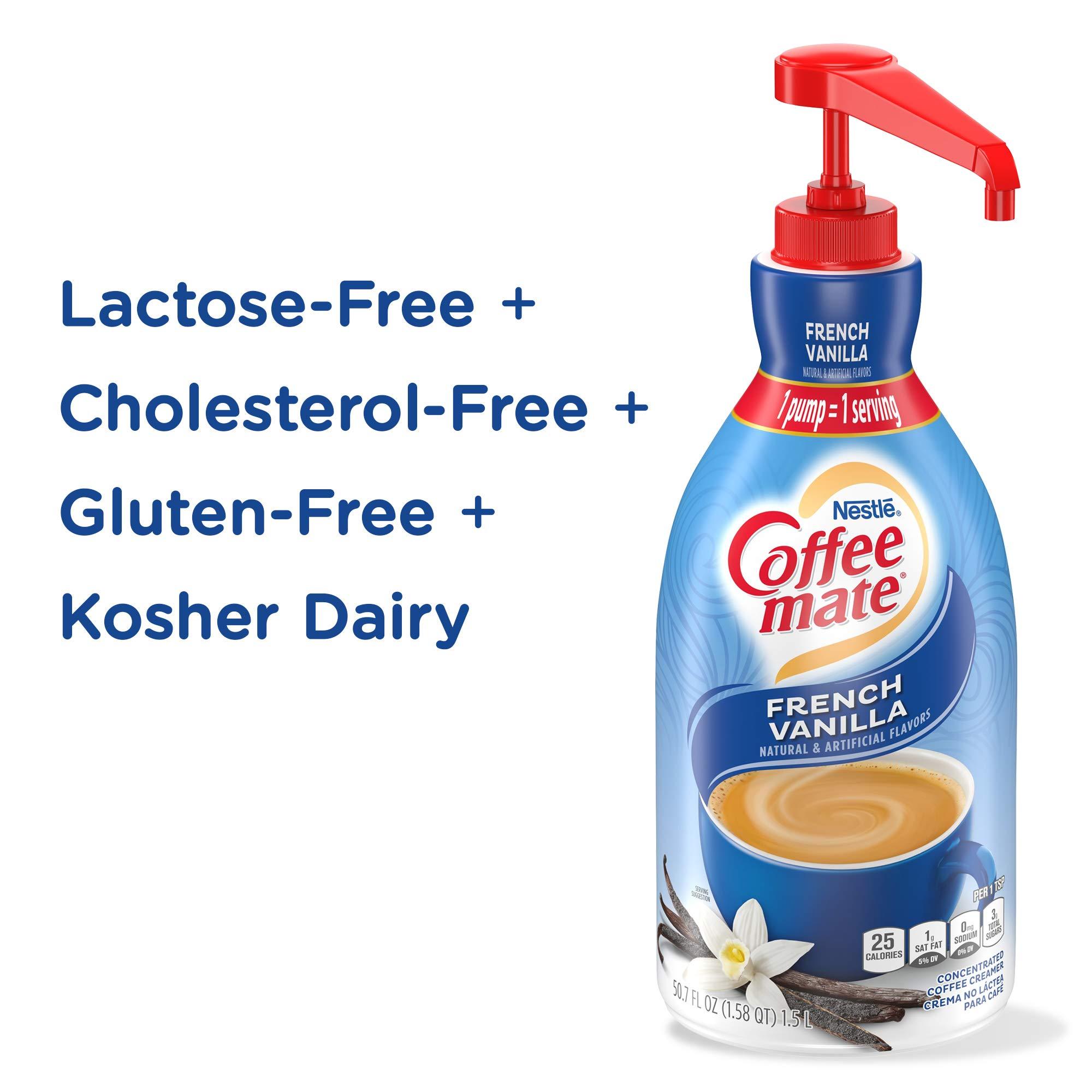Coffee Mate Nestle Coffee Mate Coffee Creamer, French Vanilla, Concentrated Liquid Pump Bottle, Non Dairy, No Refrigeration, 50.7 oz (Pack of 6)