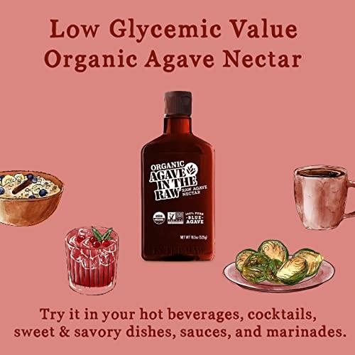 IN THE RAW Organic Agave Nectar Sweetener, Blue Agave Syrup - Vegan, Gluten-Free, Low Carb Sugar Substitute for Baking & Drinks (Pack of 2)