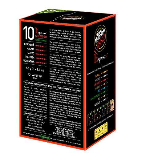 Caffe Vergnano Caffe Vergnano Cremoso Espresso Capsules | Compatible with Nespresso Original Line Machines | Compostable | 10 Count (5 oz) | Imported from Italy