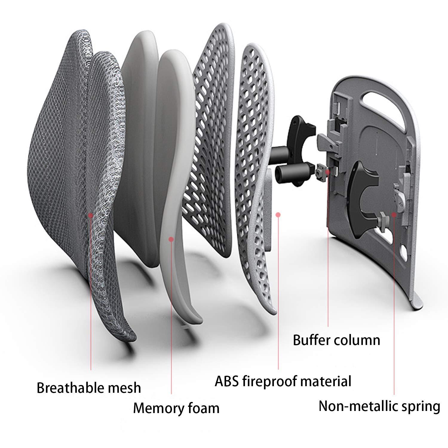 CHENGNAN CHENGNAN Breathable Lumbar Pillows Back Support Ergonomics Lumbar Cushion 40D Density Memory Cotton for Office,Car,A