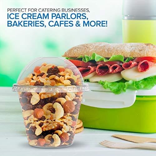 Stock Your Home 9 oz Clear Plastic Dessert Cups with Lids (Set of 50) Small Disposable Parfait Cup, Dome Lid - No Hole, 9-Ounce Party Fruit Containers, Banana Pudding Bowl, Jello, Ice Cream, Desserts Container